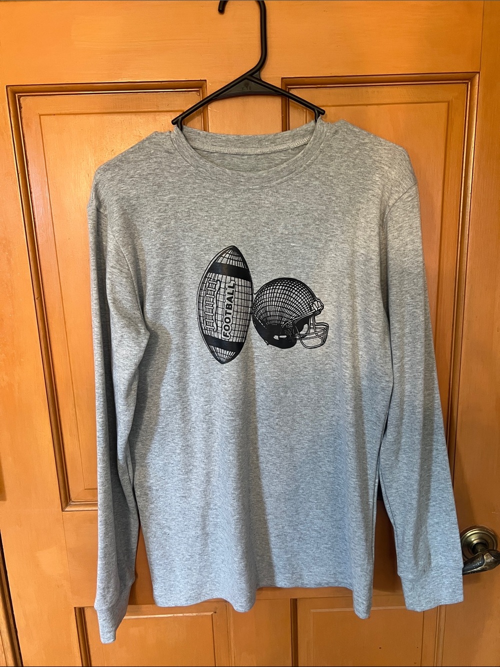 Gray Long Sleeve Football Graphic Tee